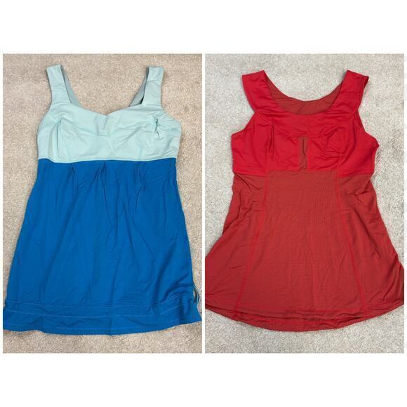 lululemon athletica Tops - Set of 2 Lululemon Athletic Running Workout Stretch Tank Tops Red Blue Size 6